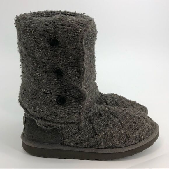 UGG Lattice Cardy Boots in‎ Charcoal Grey Boots Size Womens 7 - Picture 1 of 10